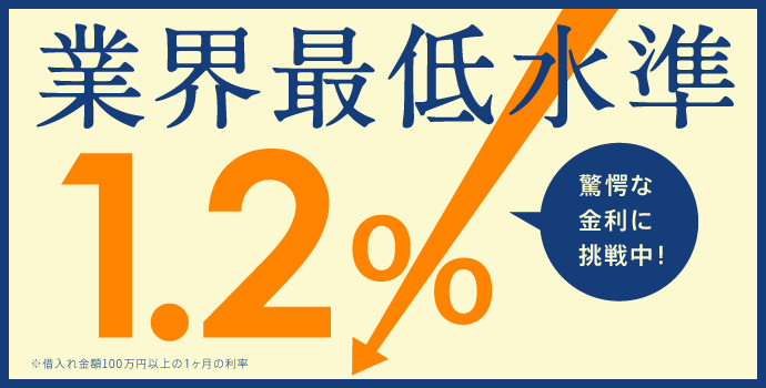 業界最低水準1.5%　驚愕な金利に挑戦中！